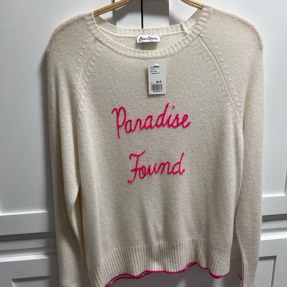 Cashmere Sweater with Pink Paradise Script made exclusively for Beau Rivage - Picture 1 of 7